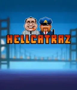 Enter the exciting world of Hellcatraz slot by Relax Gaming, featuring a cartoonish prisoner and a guard with the infamous Alcatraz prison and San Francisco skyline in the background. This image portrays the fun and humor of an Alcatraz-inspired game, ideal for players looking for a unique slot experience, providing a captivating escape. 